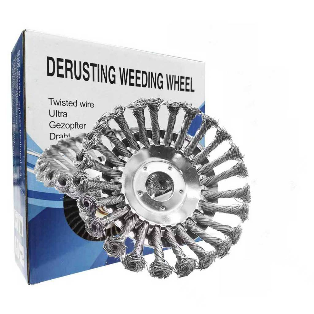 แปรงลวดถ้วยตัดหญ้า 8 นิ้ว ใช้กับเครื่องตัดหญ้าน้ำมัน รูกลาง 25.4mm ขจัดวัชพืช แบบถอนรากถอนโคน