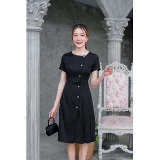 A022ชุดเดรสผ้าพื้นรุ่นกระดุมหัวใจรุ่นขายดี