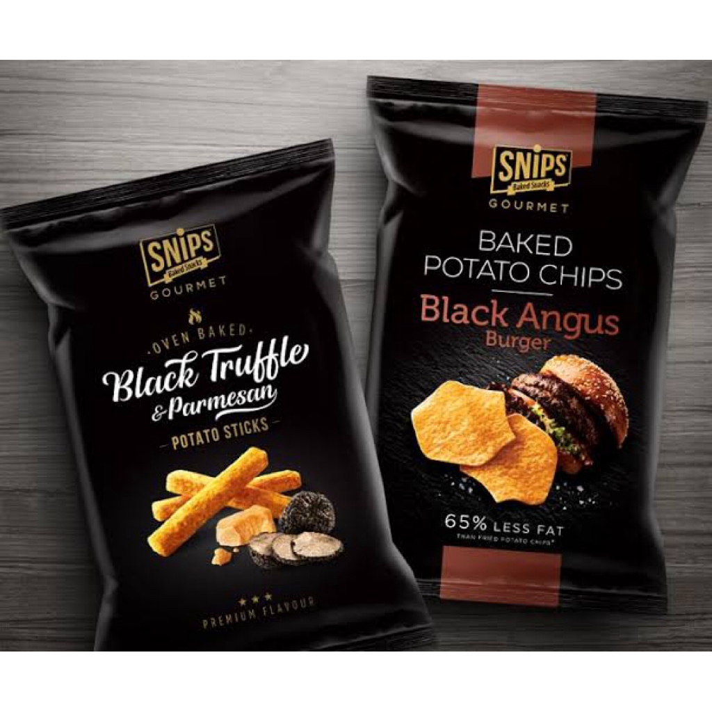 Snips potato chips black truffles pamesan / angus black burgers มันฝรั่งอบกรอบ นำเข้าจากเลบานอน รสทรัฟเฟิล พาร์เมซาน