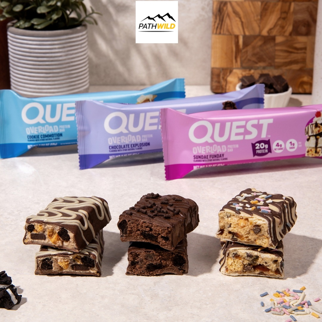Quest Overload Protein Bar เควสโปรตีนบาร์เข้มข้น ให้โปรตีนสูง รสชาติอร่อยหวานมันแบบขนม ไฟเบอร์สูงช่ว