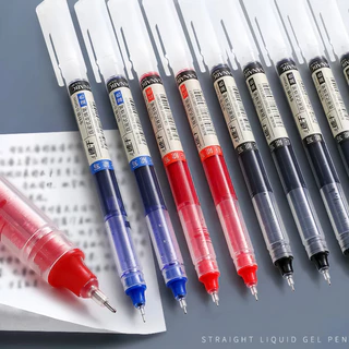 ปากกาเจล 0.5 มม. เขียนลื่น หมึกแห้งเร็ว สีดำ/น้ำเงิน/แดง แพ็ค 12 ด้าม ปากกานักเรียน ใช้สอบและสำนักงาน พร้อมส่ง