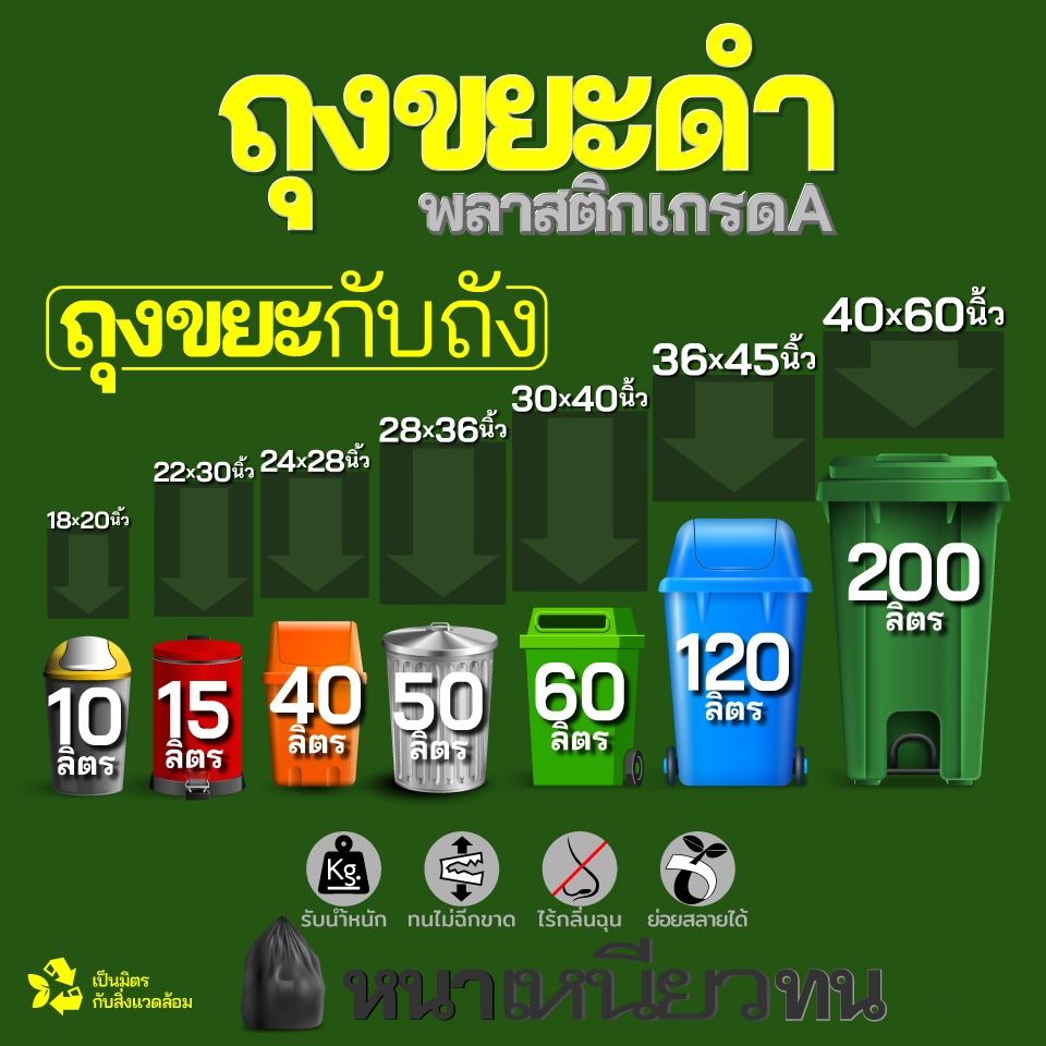 ถุงขยะดำหนาพิเศษ 1 กก. เหนียวทนทาน คุ้มค่าทุกการใช้งาน