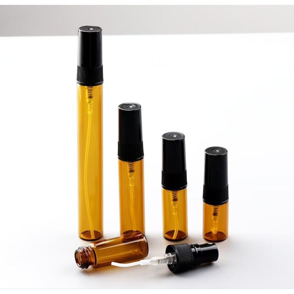 ขวดสเปรย์แก้ว ขวดสีชาฝาสีดำ 3ml/ 5ml/ 10ml ถูกที่สุด พร้อมส่ง (แพ็ค12ขวด)