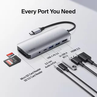 Belkin USB-C Hub 7-in-1 HDMI 4K60Hz PD100W SD Card 3.5mm สำหรับ MacBook iPad Laptop รุ่น AVC009-V2