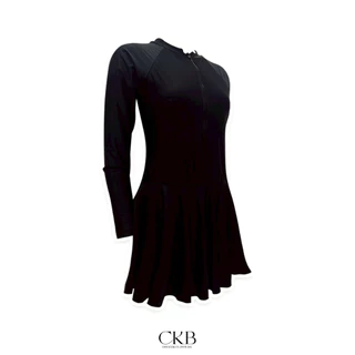 CKB019ชุดว่ายน้ำวันพีชแขนยาวซิปหน้ากระโปรงกางเกงด้านในขาสั้นสีดำมีฟองน้ำผ้าว่ายน้ำ