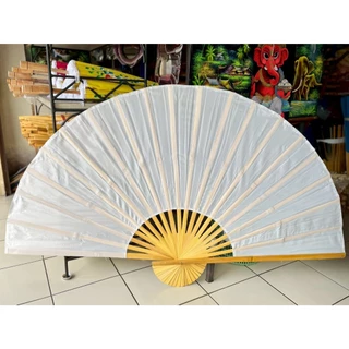 พัดไม้ไผ่ พัดผ้าแพร ไซส์ใหญ่ 24“ และ 35”