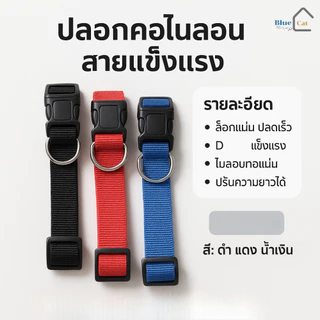 Bluecat19 ปลอกคอหมา ราคาถูก สุนัข ปรับขนาดได้ ปลอกคอหมาไนลอน ใส่สบายไม่บาดคอ ไนลอนทอแน่น คอหมาไนลอน dog collar nylon