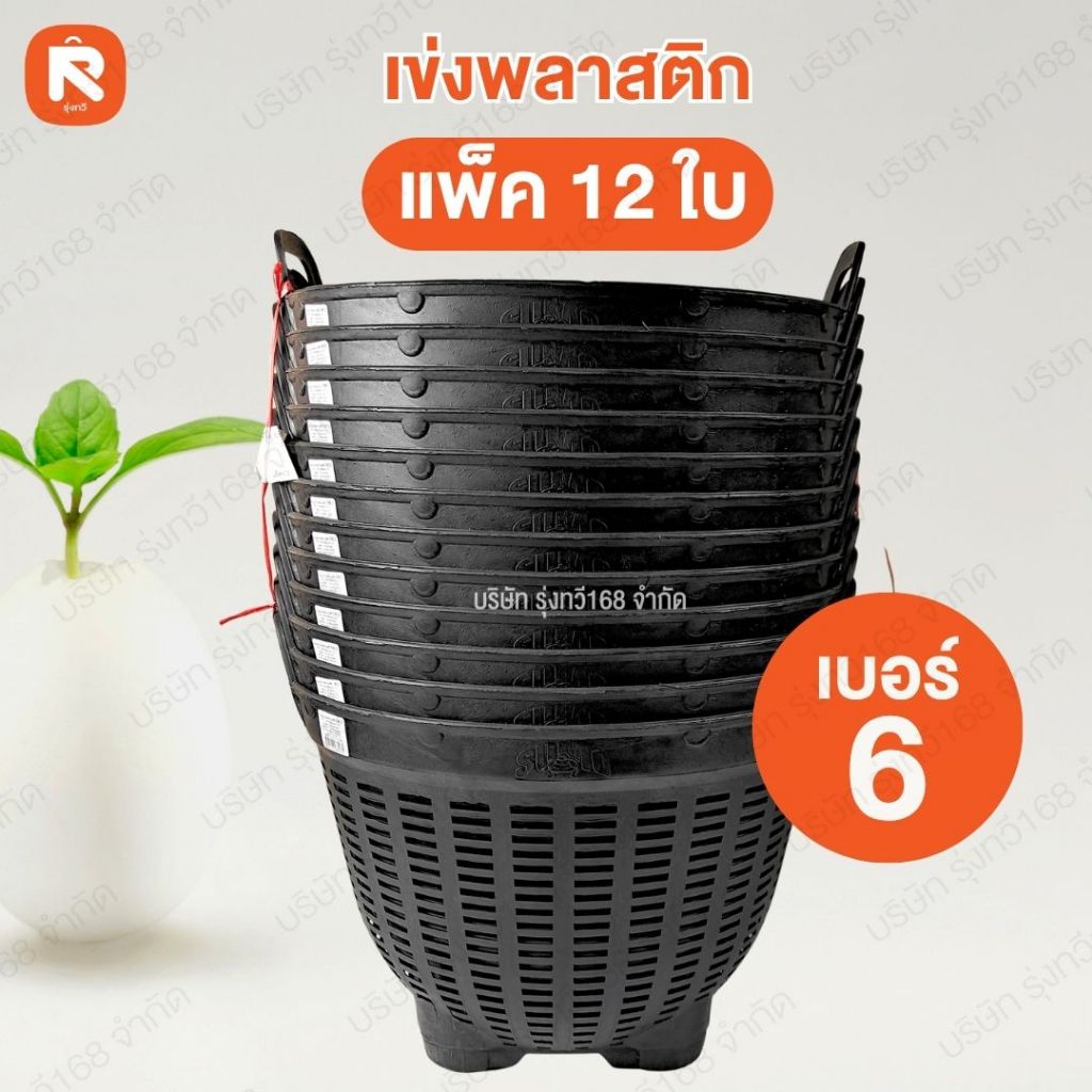 เข่งสองหูดำ เบอร์ 6 SM-022 ซูโม่ (12ใบ)ขนาด36.7*28cm. เข่งปลูกผัก เข่ง เข่งผลไม้ เข่งกลม ตะกร้ากลม