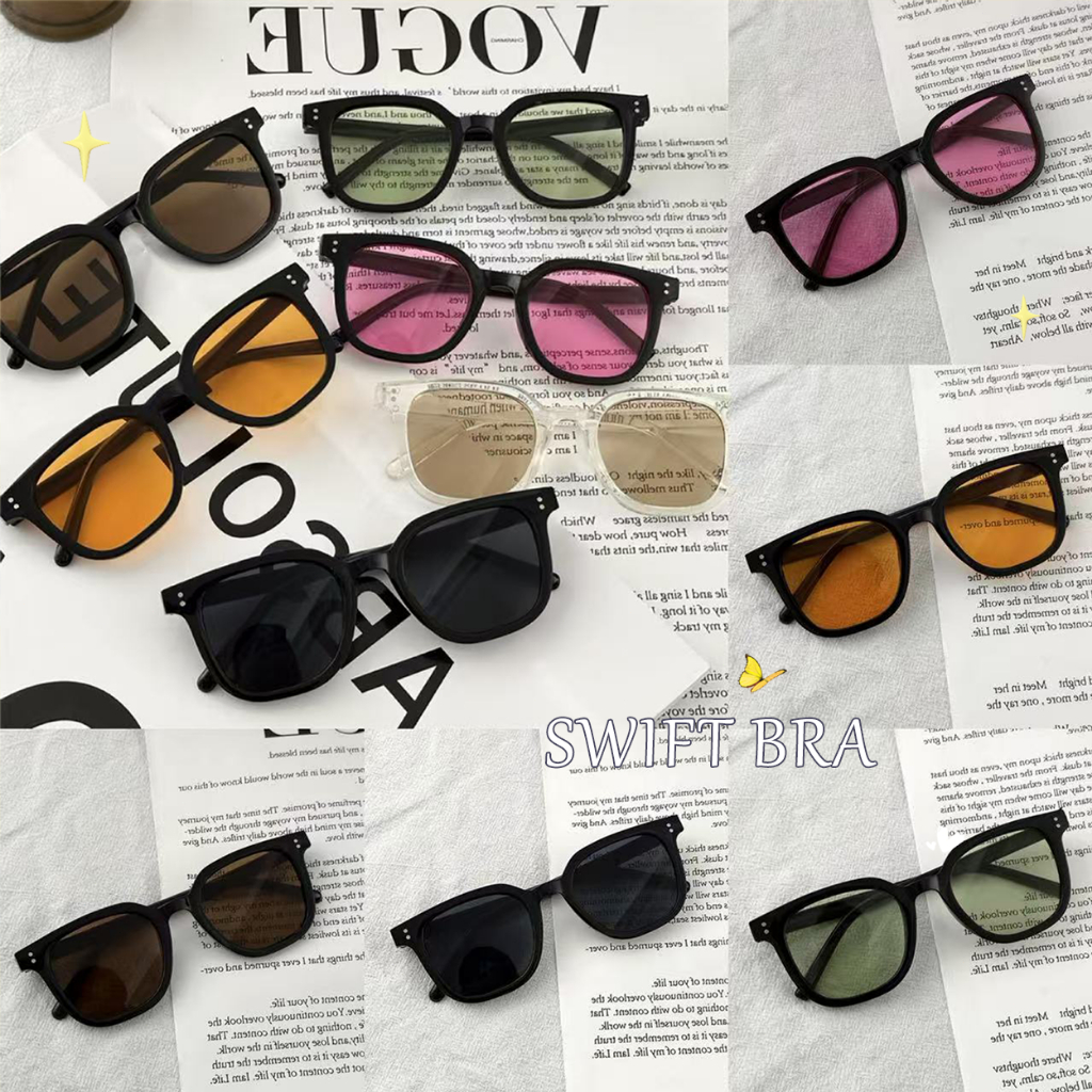 Swift Bra ว่นตาแฟชั่นแว่นตากันแดดเลนส์สีสไตล์เกาหลียอดฮิตUV400กรอบเหลี่ยมผู้ชายและผู้หญิง