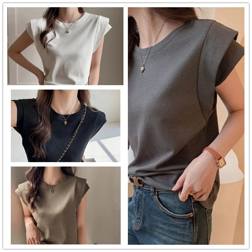 เสื้อแฟชั่นมาใหม่ล่าสุด สีพื้น oversize เสื้อผ้าสาวอวบน่ารักสไตล์เกาหลี เสื้อยืดแขนสองชั้นสวยๆผู้หญิงกําลังฮิตใหม่ล่าสุด