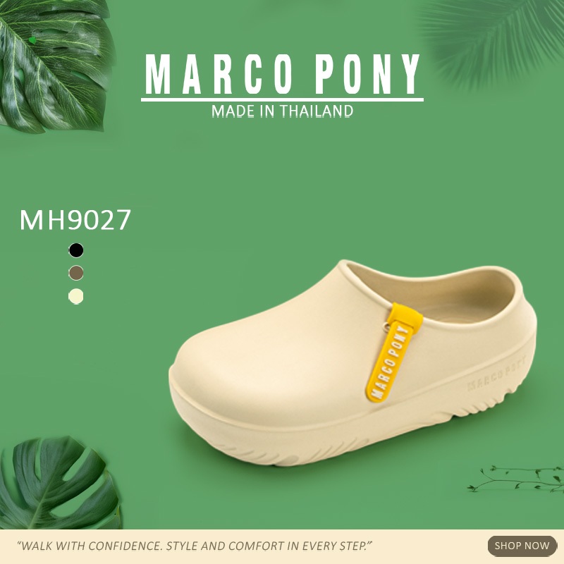 Marco Ponyรองเท้าแตะผู้หญิง รองเท้าหัวโต เบาสบาย  เบาสบาย ทนต่อการสึกหรอ ทนต่อการสึกหรอ รองเท้านิ่มเหมือนเหยียบอึ MH9027