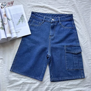 New arrival cargo shortขาสั้นคาร์โก้ยีนส์ เนื้อผ้านุ่มและระบายอากาศได้ดี ส่งไวจากไทย