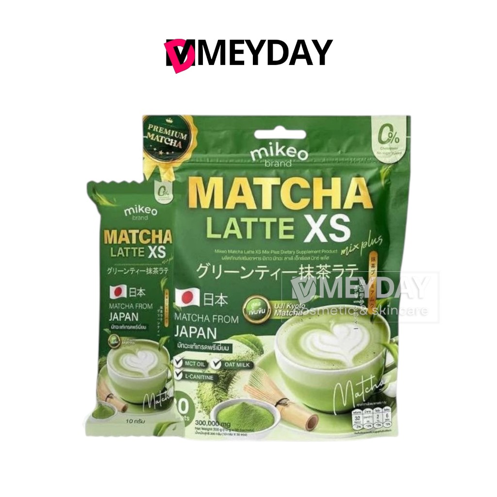 Mikeo Matcha Latte XS Mix Plus มิเกว มัทฉะ ลาเต้ เอ็กซ์เอส มิกซ์ พลัส 30ซอง / ห่อ