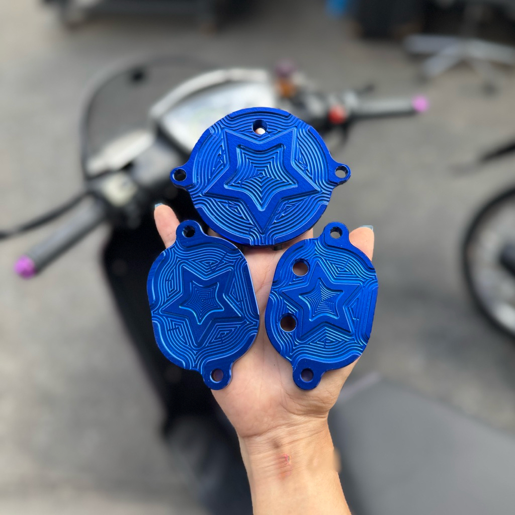 ฝา 4 วาวเวฟ ฝาปิดวาว ใส่เครื่อง 4 วาว งานCNC 1ชุด ได้ 3ชิ้น ใส่เวฟ 100/110i/125r-s-บังลม/125iปลาวาฬ-LED - รูปที่ 3