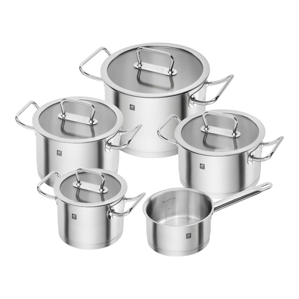[Zwilling] ชุดหม้อสแตนเลส รุ่น Zwilling Pro เซท 5 ชิ้น กระจายความร้อนดีมาก สีเงิน 65120005