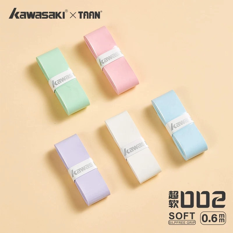 Kawasaki รุ่น K002 ซับเหงื่อเยอะพิเศษ กริปยาง พันด้ามไม้แบดมินตัน นุ่ม สำหรับคนเหงื่อมาก