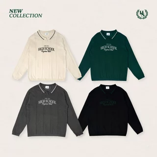 Highschool Preppy Collection 2025 Oversize Knit Long Sleeve Polo เสื้อไหมพรมโปโลแขนยาว - TPB09560