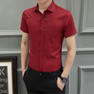 easy เสื้อเชิ้ตแขนสั้นผู้ชาย ใส่ทำงาน สีพื้น รุ่น 3137