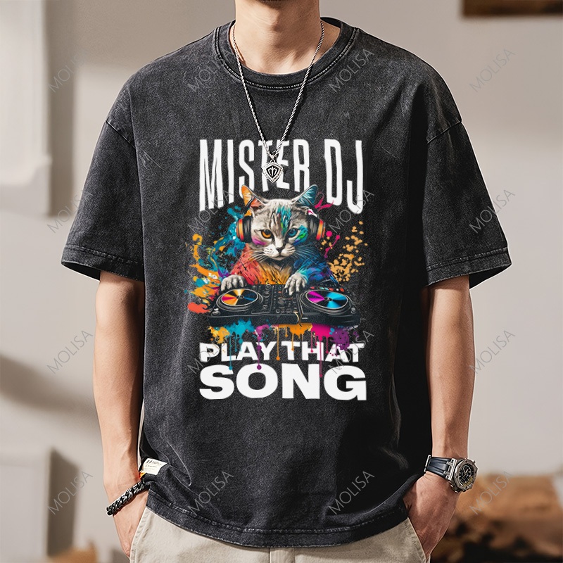 Molisa แฟชั่น เสื้อยืด Mister DJ Printed Tshirt สกรีน DTG ผ้าcotton100% เสื้อยืดผู้ชาย 68184#