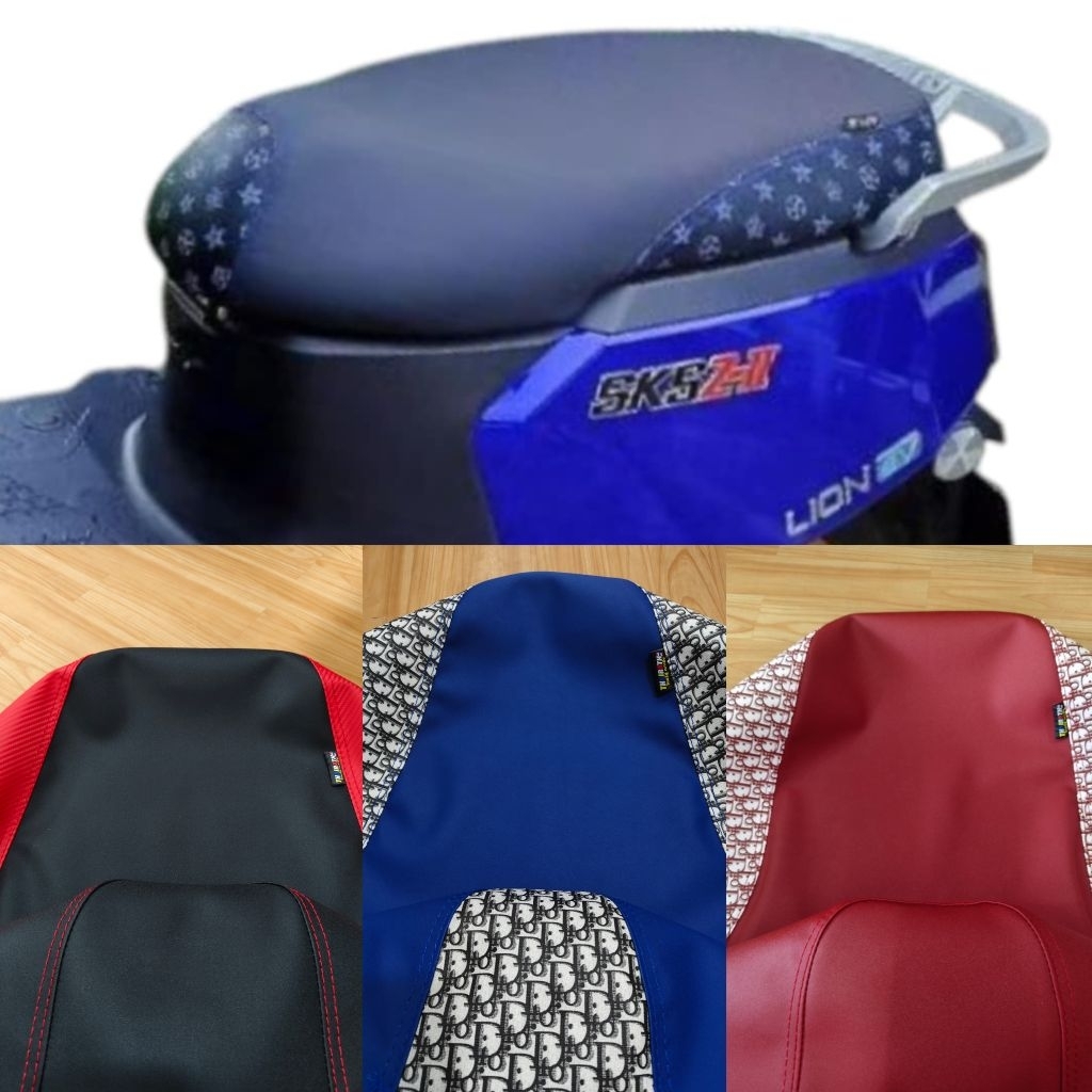 หนังหุ้มเบาะรถไฟฟ้า skg lion z2 สำหรับเบาะทรงเดิมและทรงปาดหนังเรดเดอร์ดำตัดลายแฟชั่นงาน(ไม่ใช่ยางยืด