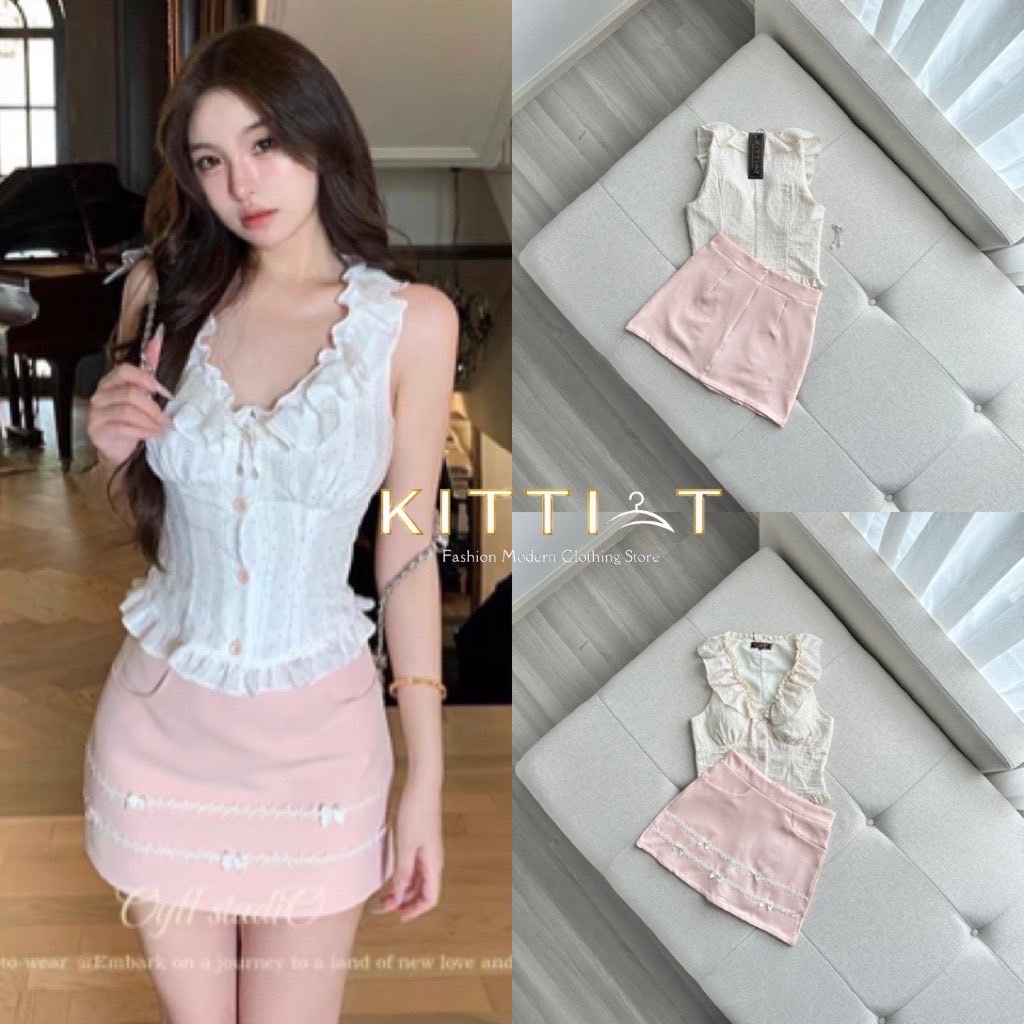KITTI-T Set (2) ชิ้น กระโปรงเอวสูง  :::  KT 742(*สอบถามสต๊อกก่อนกดสั่งน๊า)