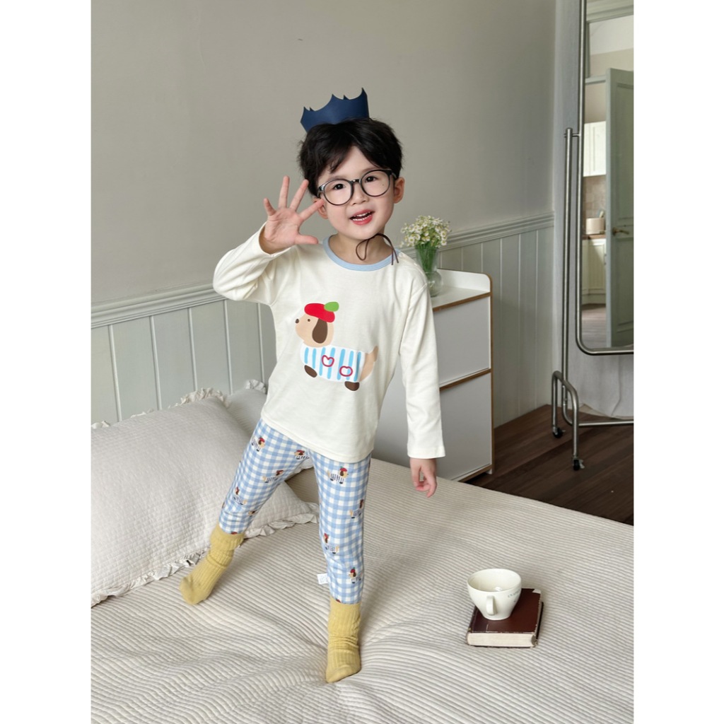 Little Piglet พร้อมส่ง ชุดนอนเด็ก เแขนยาว ขายาว คอตตอน รูปที่ 6