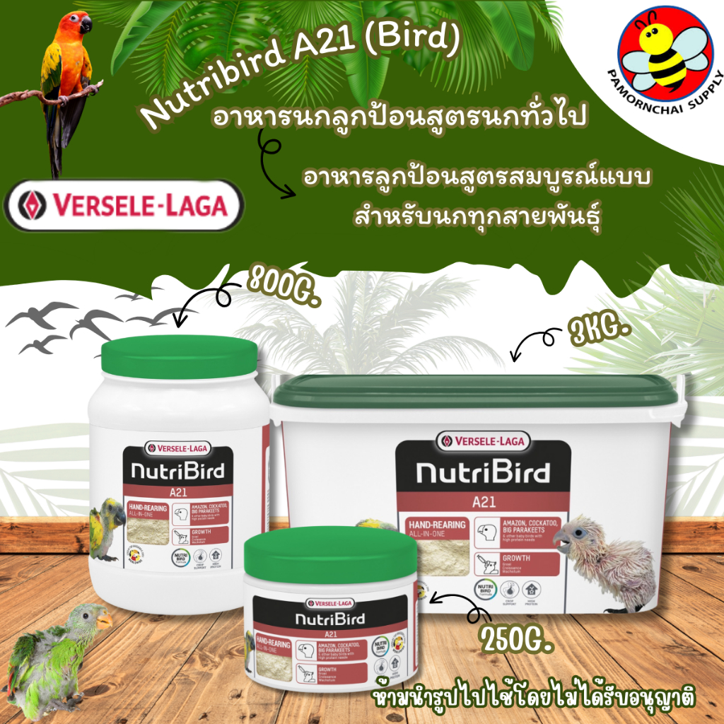 Nutribird อาหารนกลูกป้อนสูตรนกทั่วไป Nutribird A21 [ขนาด250G./800G.]