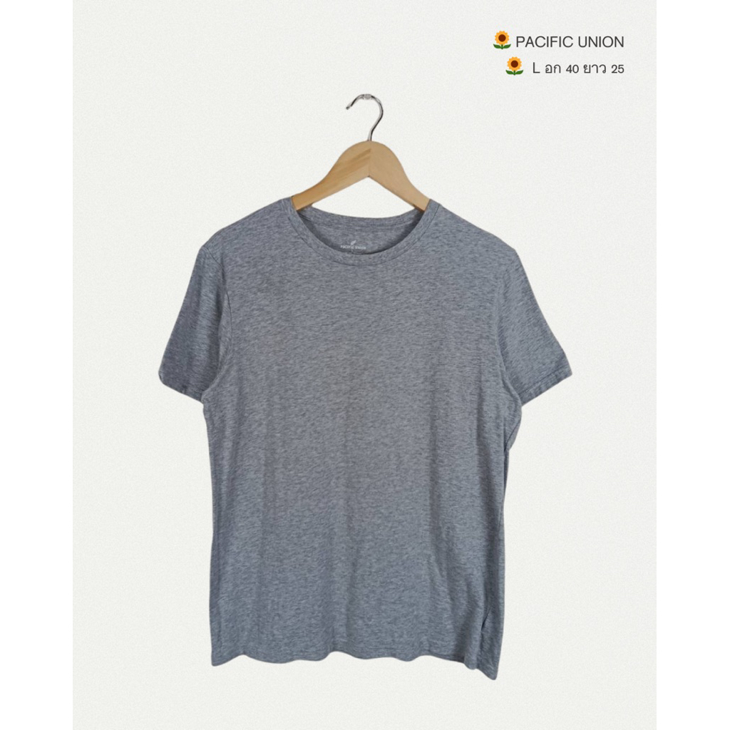 เสื้อยืดเทา ยืดคอกลม Pacific Union (A169)