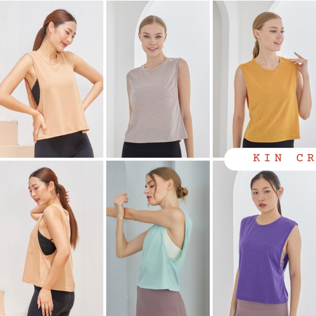 PENNY | Kin Crop Tank เสื้อกล้ามออกกําลังกายผู้หญิง ทรงตัวครอปสั้น แขนเว้า *พร้อมส่งจากไทย ราคา ถูกที่สุด ดีลบีเคเค