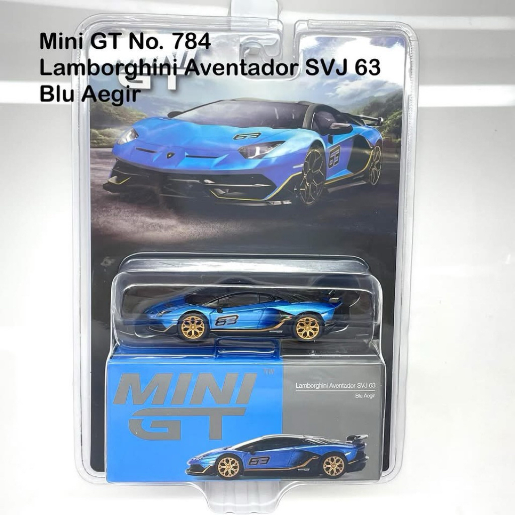 Mini GT 1/64 No.784-BL Lamborghini Aventador SVJ 63 Blu Aegir / Blister Packaging