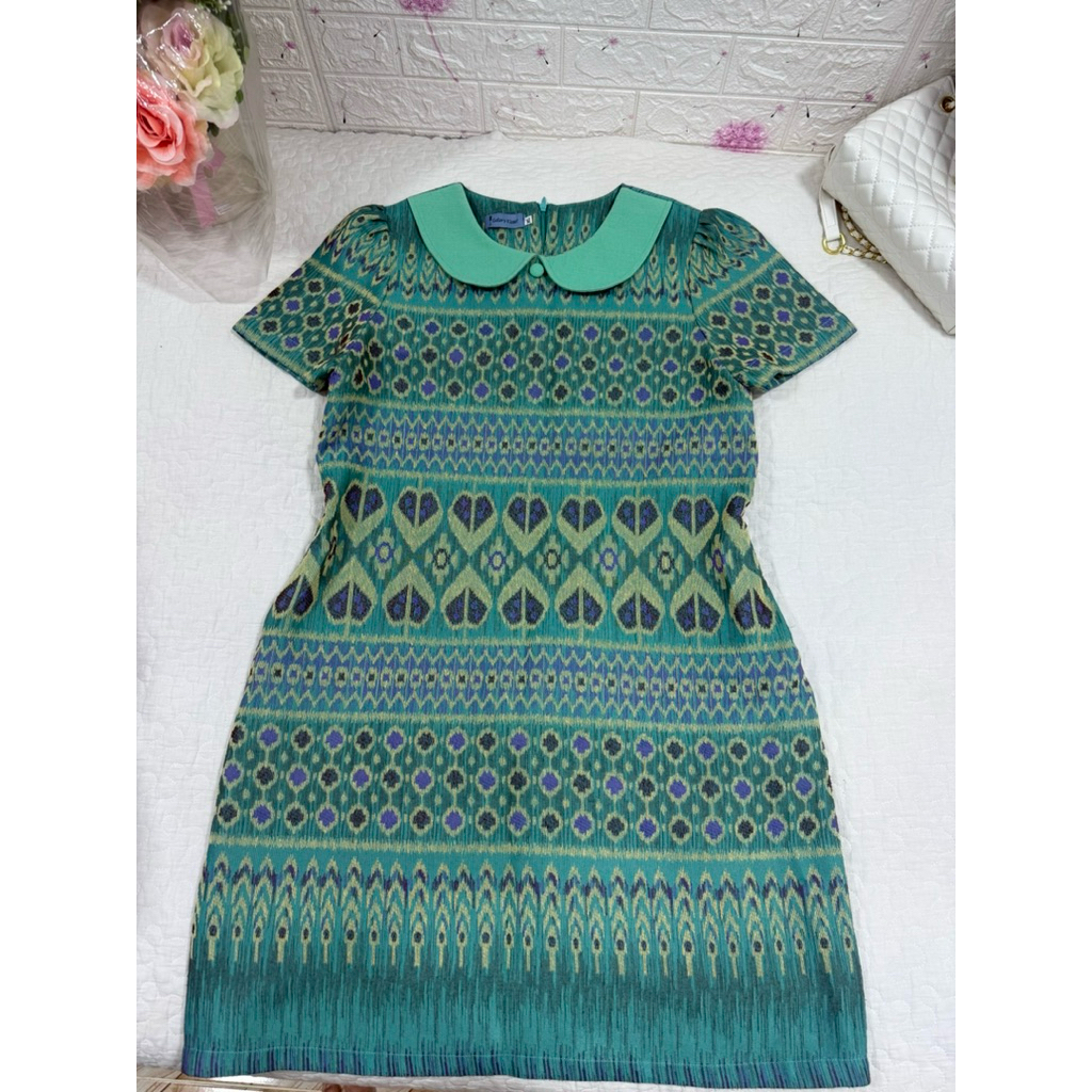 ชุดเดรสผ้าไทย Gallery Kloset มือสองใส่ครั้งเดียว ไซส์2xlอก 40สะโพกฟรีไซส์