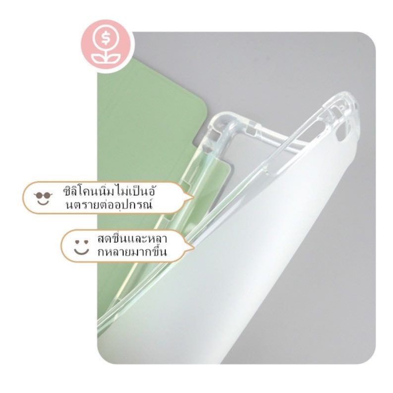 เคสไอเเพด gen10/gen11 gen5/gen6 9.7 gen7/8/9 10.2 Air1/2/3พร้อมช่องเสียบปากกาฝาหลังใส กรณีAir4/Air5Air6Air7-10.9 pro11 รูปที่ 4