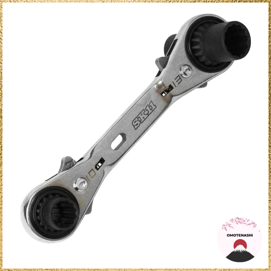 SK11(เอสเค11) 4-Size Wobble Ratchet Wrench (Maximum Swing Angle: 15 Degrees) SMR-0813DW