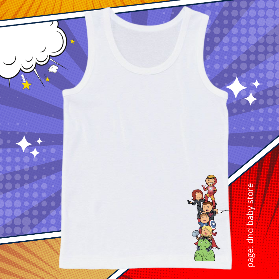 เสื้อซับในเด็ก เสื้อกล้ามลายการ์ตูน ซุปเปอร์ฮีโร่ มีไซส์ 3ถึง 11 ขวบ ผ้านุ่มซักแล้วไม่ยับ ใส่ได้อายุ 2-12ปี - รูปที่ 2