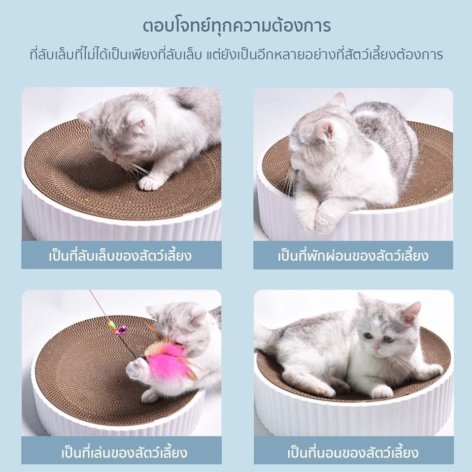 🔥รับรองว่าถูกที่สุด🔥 ที่ลับเล็บแมว ที่นอนแมว 2 in 1 ทรงกลม เปลี่ยนกระดาษลับเล็บได้ ที่ฝนเล็บแมว บ้านแมว ของเล่นแมว รูปที่ 3