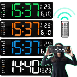 13 นิ้ว/16นิ้ว นาฬิกาดิจิทัล อิเล็กทรอนิกส์ แบบติดผนัง มีไฟแบ็คไลท์ Led แสดงวันที่ อุณหภูมิ ขนาดใหญ่ พร้อมรีโมตคอนโทรล66