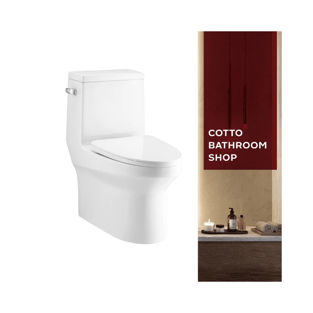 COTTO สุขภัณฑ์ชิ้นเดียว (ท่อลงพื้น) รุ่น เวิร์ธ (กดข้าง) C11010