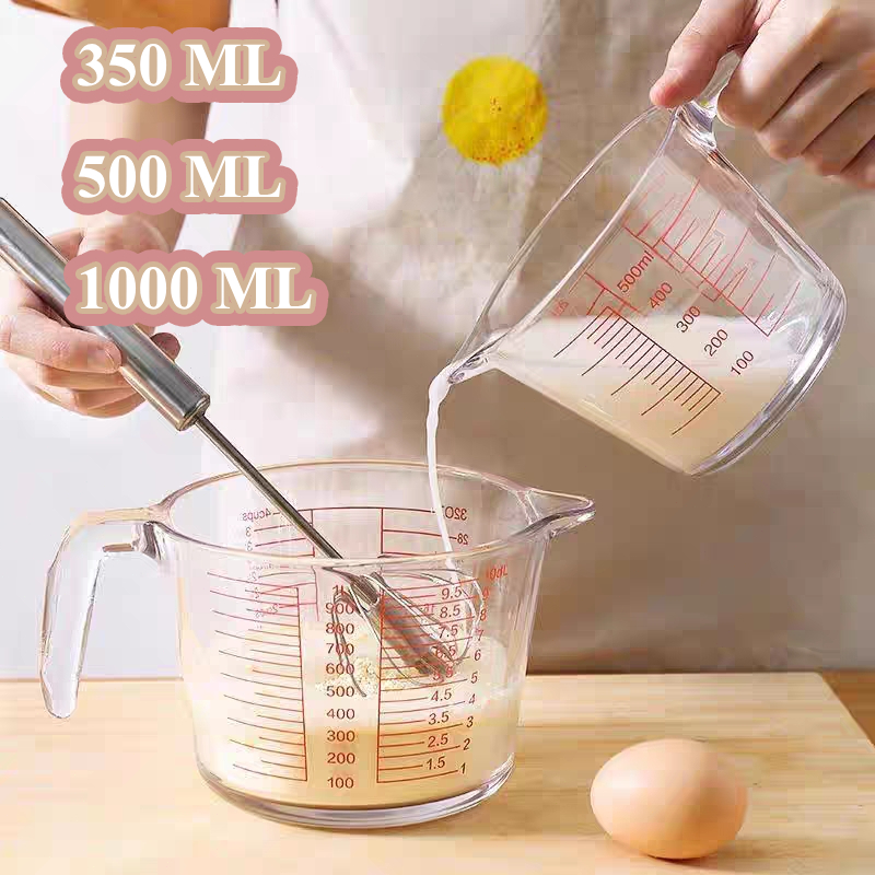 แก้วตวง แก้วตวงพิมพ์สเกล  350ml 500ml 1000ml สามารถอุ่นได้ ทำจากแก้วอย่างหนา ทนความร้อนสูง ทนทาน สามารถเข้าไมโครเวฟ