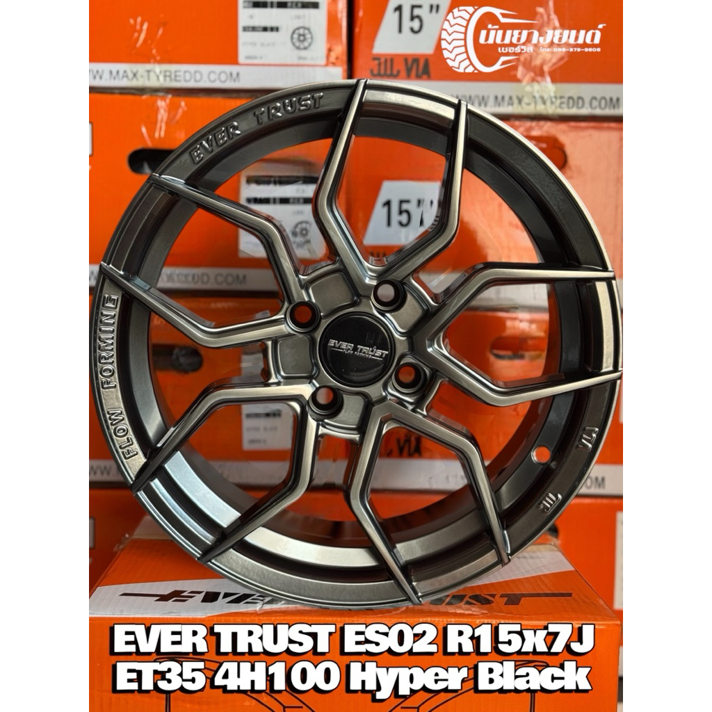 ล้อแม็กขอบ15 Ever Trust ES-02 R15x7J ET35 4H100 Hyper Black