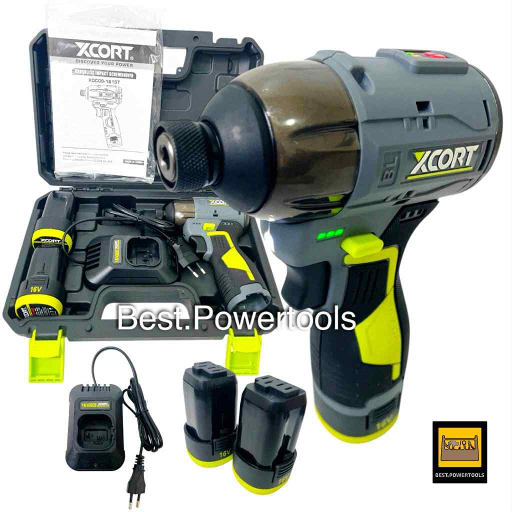 (SERIES 9)XCORT สว่านไขควงกระแทกไร้สาย มอเตอร์บัสเลสไร้แปรงถ่าน แรงบิด 160 Nm แบตเตอรี่ 16V 2000mah ปรับระดับได้ – โปรปัง