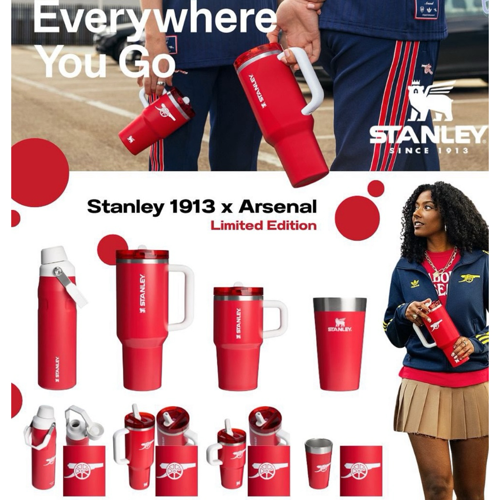 🔥[พร้อมส่ง]🇹🇭 Stanley 1913 x Arsenal ⚽❤️ แท้ 100% รุุ่น quencher® h2.0 protour flip straw tumbler