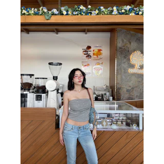 B-314 เสื้อเกาะอกติดเพชรglowytank เพชรใหญ่วิบวับ ฟองน้ำในตัว ผ้านิ่มใส่สบาย