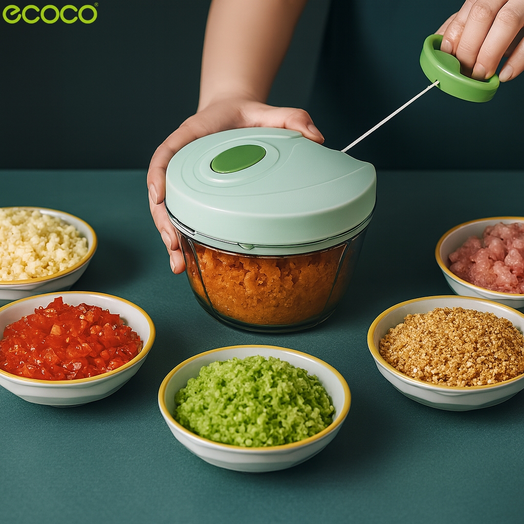 Ecoco เครื่องบดปั่นมือดึง ที่ปั่นอาหารแบบดึง เเเข็งเเเรง ทนทาน ใช้งานง่าย