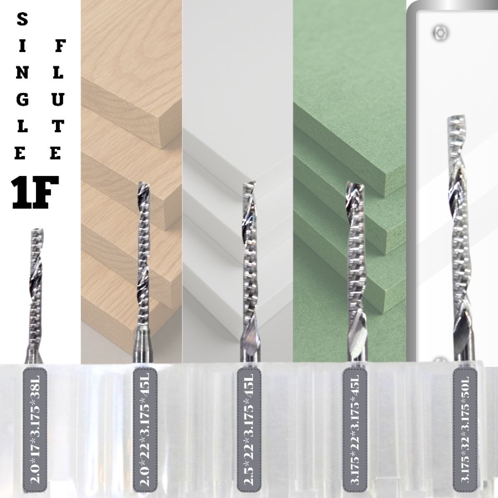 Single Flute Endmill 1F ดอกเกลียว(ดอก1ฟัน) Size 1.5mm-6.0 mm*3.175 (1/8) ไซส์มีให้เลือกหลายขนาด