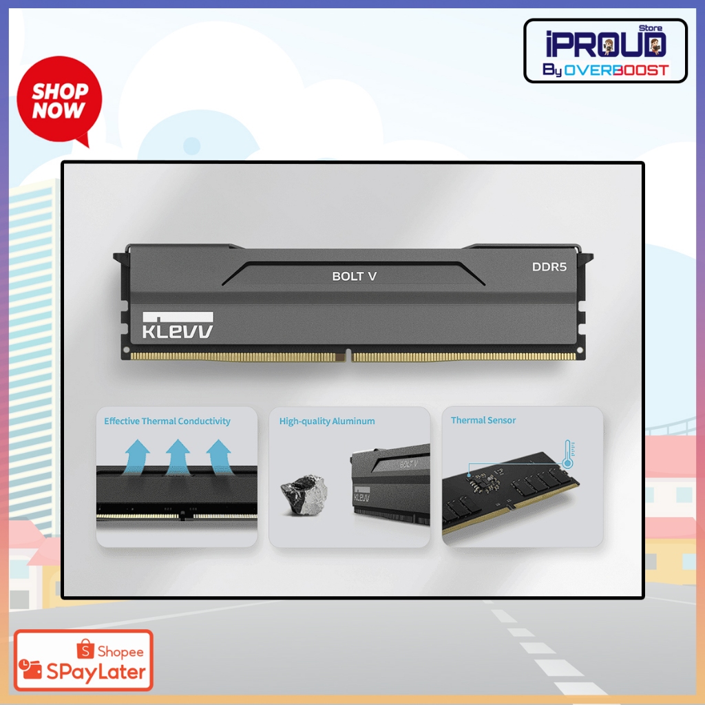 KLEVV BOLT V DDR5 Gaming OC Memory - 32GB (16GBx2) 6000MHz CL28 (KD5AGUA80-60B280H)