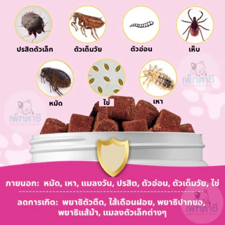 Worafy Flea & Tick กำจัด เห็บ หมัด เหา พยาธิ พยาธิตัวตืด พยาธิแส้ม้า ไข่แมลงวัน รวมถึงปรสิตอื่นๆ