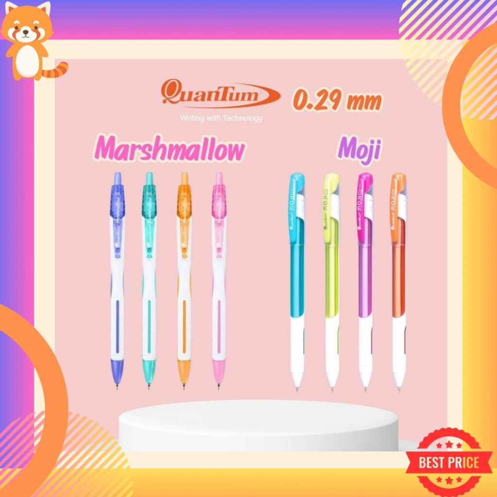 ปากกาลูกลื่น Quantum รุ่น Marshmallow และ Moji หัวเล็ก 0.29 มม. เส้นสวย เขียนลื่น เลือกสีได้ตามต้องการ ด้ามยางนุ่ม