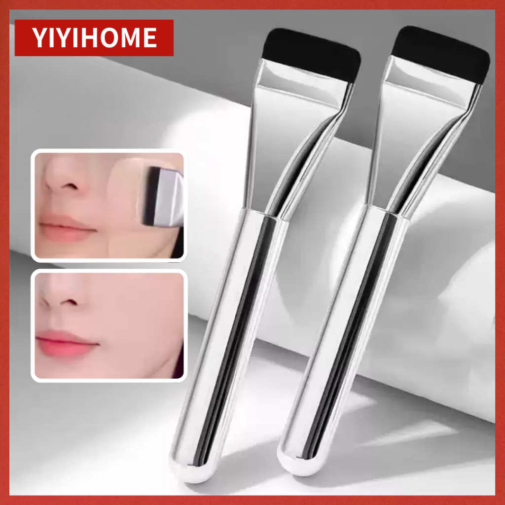 YIYIHOME แปรงแต่งหน้า แปรงรองพื้น หัวแบน ขนสั้น บางเฉียบ เกลี่ยง่าย เรียบเนียน แนบสนิทไปกับผิว