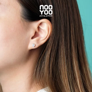NooYoo ต่างหูสำหรับผิวแพ้ง่าย Cubic Zirconia 5x5 mm Heart