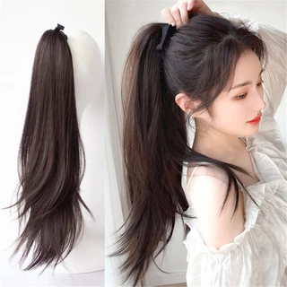 💗วิกผมหางม้าตรง แบบผูก 45/55/65ซม. 💗 วิกผมยาวตรง ผมตรง ปลายผมลอนเล็กน้อย แบบติดกิ๊บ